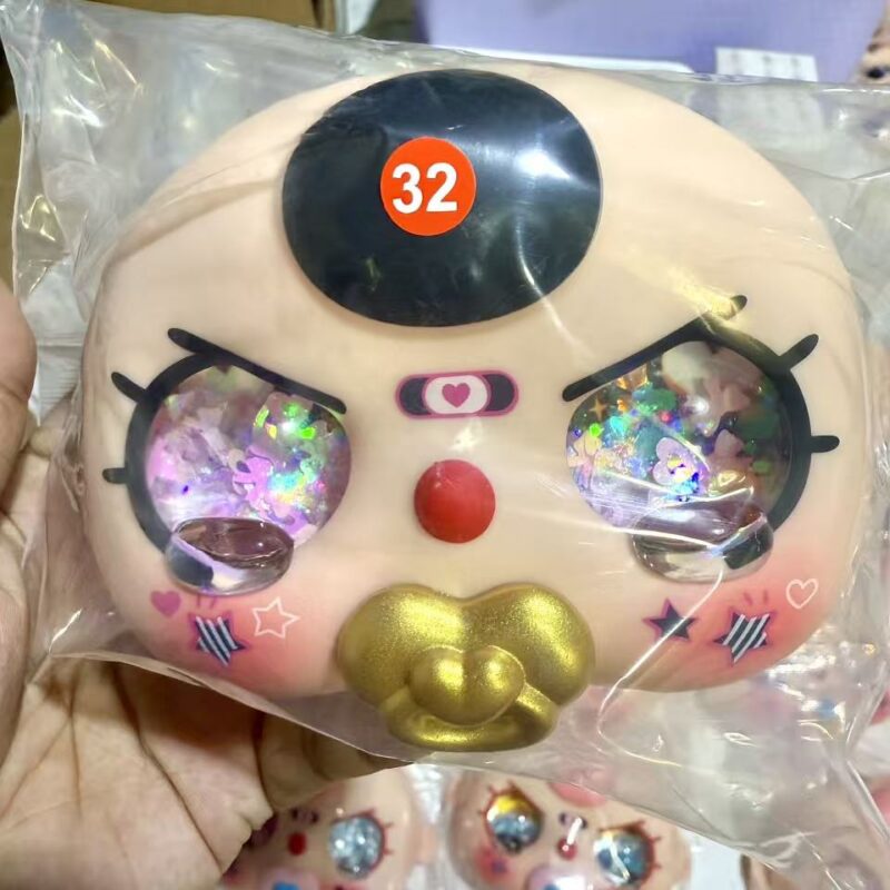 baby three 400% liquid eyes face with paci